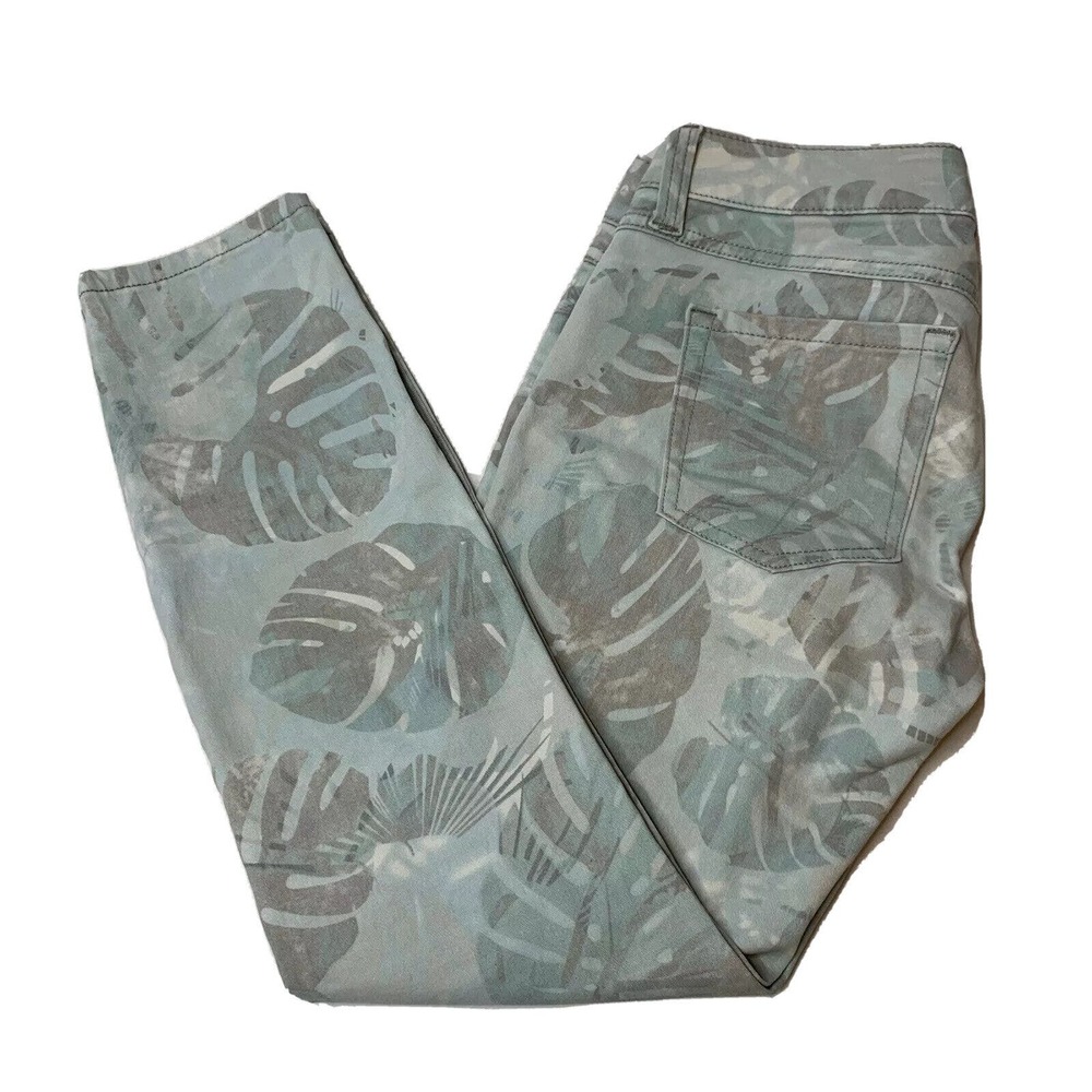 Cabi Womens Paradise Cropped Super Skinny Jeans Size 2 Style 227 Green Leaves